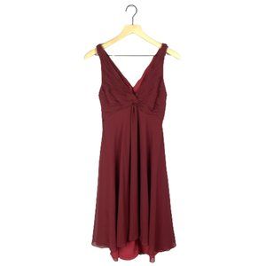 AMSALE Sleeveless V-neck Wine Red Chiffon Dress